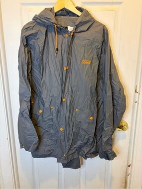 Coleman Gray Hooded Rain Coat & Pants with Orange Accents